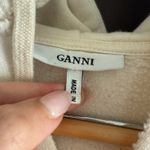 Ganni  |  Cream Hoodie with Heart Match Embroidery Sweatshirt | Small Photo 3