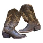 Tanner Mark Women's Brown Leather Embroidered Western Cowboy Boots Size 7.5 Photo 0