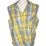Erika 100% Cotton Plaid Button-Down Tank Large Cottagecore Photo 0