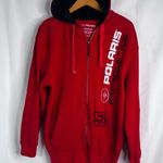 Polaris Racing Red Hooded 100% Cotton Full Zip Thermal Sweatshirt Size Medium Photo 11
