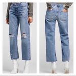 ZARA  Basic Z1975 Denim Straight Pearl Distressed Embellished Jeans 2 Photo 3