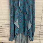 Parker  - Robin Egg Blue & Orange Floral Ruffled "Prairie" Maxi Dress Sz small Photo 5