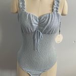 Lost + Wander  Light Blue Ruched Bodysuit- Sample- Size Small- NWT Photo 0