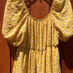 Yellow Floral Puff Sleeve Dress Size XL Photo 0