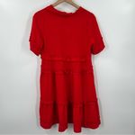 Oddy Red Ruffle Babydoll Tiered Dress Photo 6