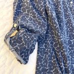 Talbots Petite women roll up sleeves acid wash animal print denim shirt size 2P Photo 8