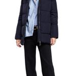 ZARA Down Navy Blue Funnel Neck Water Repellant Hooded
Puffer Anorak Coat Size S Photo 0