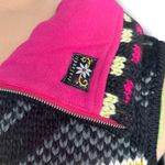 Vintage Icelandic Design Fair Isle Knit Vest Wool Blend Zip Front Large Warm Ski Black Photo 1