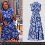 Derek Lam Collective Junia Ruched Sleeve Blue Floral Dress Photo 15