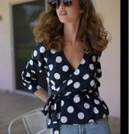 ✨Selkie Polka Dot Wrap Sz Large Blouse✨ Black Photo 0