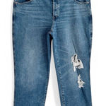 EXPRESS Womens Mid Rise Boyfriend Jeans Blue Distressed Stretchy Size 16 R Photo 0