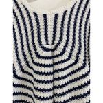 Chico's Ashlyn Striped Pullover Sweater Size L 2 Navy Nautical Flattering Ruched Photo 3