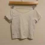 Athleta White Ribbed Crop Top size Small Photo 3