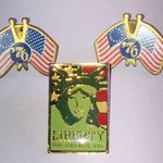 Patriotic '76 Flag and Liberty Vintage Boho Pins Red Photo 0