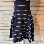 Alice + Olivia  Bolton Ottoman Pinstripe Flare Navy Blue & White Dress Size Small Photo 6