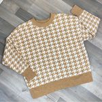 Ava & Viv  Houndstooth Crewneck Pullover Sweater Tan White 1X Photo 12