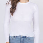 Enza Costa Scalloped Long Sleeve Crew Tee Shirt Top in White Size Small Photo 0