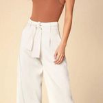 Billabong Now or Never Off-White Tie-Waist Cropped Wide-Leg Pants Photo 0