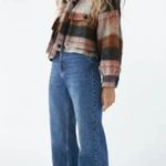 ZARA CROPPED PLAID OVER SHIRT BLUE/WHITE SMALL Photo 8