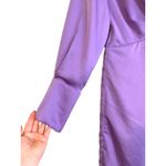 Lucy Paris Purple Satin Twist Front Collared Long Sleeve Shirt Dress Size L Photo 4