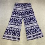 Poof! Boho Wide Leg Lounge Pants Blue White Print Elastic Waist (Read Notes) Photo 1