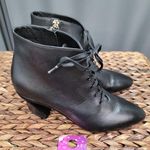 Salvatore Ferragamo Antila Ankle Boots Women's 7 Black Leather Lace Up Booties Photo 2