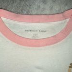 American Eagle  Outfitters women’s White Tee with Pink Trim Photo 2