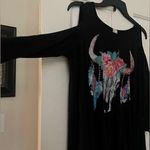 Womens Lilypad cow skull cold shoulder shirt Black Size L Photo 0