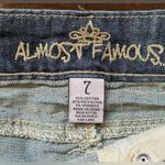 Almost Famous Vintage Denim Dark Blue Embellished Studded Ripped Mini Skirt Sz 7 Photo 8