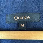 Quince Women's 100% European Linen Button‎ Front Midi Dress Navy Blue Sz Medium Photo 4