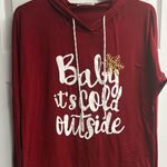 “Baby It’s Cold Outside” Lightweight Christmas Hoodie Size Large Red Photo 0
