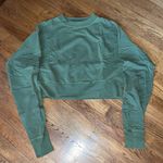 Lulus  Comfort Zone Olive Green Cropped Oversized Sweatshirt Photo 0