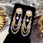 Elegant Crystal Pearl Dangle Earrings Vintage Style Luxury Gold Long Drop new‎ White Photo 2