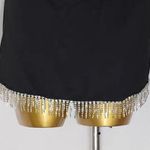 Boutique LENA Black Spaghetti Strap Rhinestone Fringe Mini Dress Photo 6