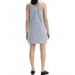 Levi's Aly Sleeveless Jumper Mini Denim Dress Blue White Check Gingham NWT Photo 3