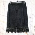 Boutique Black Lace Fully Lined Pencil Skirt with Scalloped Crochet Hem size M Photo 1