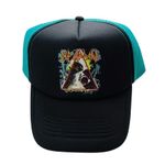 Urban Outfitters Def Leppard Hysteria Black and Teal Band Logo Adjustable Fitted Trucker Hat Photo 1