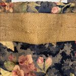 MULTICOLOR FLORAL TAPESTRY JUTE TOTE BAG FLORAL DESIGN CLOTH HANDLES/INTERIOR Tan Photo 2