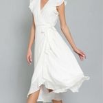 Ruffled White Wrap Dress Size M Photo 0