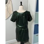 Revolve Women's Lucy Paris Dark Green Sequins Short Mini T-shirt Dress L Holiday Photo 2