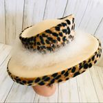 Vintage Women’s Cheetah Feather Hat Black Photo 5