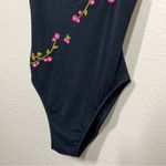 Oscar de la Renta  Black Cherry Blossom Embroidered One Piece Swim Photo 6