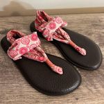 Sanuk  Yoga Sling Ella Print Sandals 1016355 Women’s Size 7 Tan Pink Geometric Photo 0
