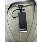 NWT Monrow Green Long Sleeve Ribbed V Neck Pullover Size XS New Women's Photo 2