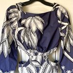 Johanna Ortiz Holistic Jungle Embroidered Midi Dress Navy Ecru 2 EUC Blue Photo 4