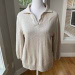 Vintage 90s Carolyn Taylor Essentials Ivory Cream Collared Sweater Size Medium White Photo 8