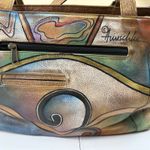 Anuschka  Hand Painted Leather Shoulder Bag Butterfly Floral Art Purse Photo 10