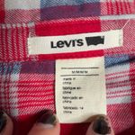 LEVIS Red Blue Button Up Longsleeve Plaid Blouse Collared Fall Top‎ Medium Photo 1