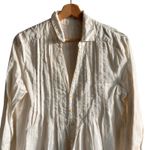 CP Shades  Pleated Silk Cotton Blend White Button Down Shirt S USA Minimalist Photo 5