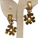 Signed Beauty Brass White Gold Clip On Earrings Bold Chunky Statement Italy Photo 2